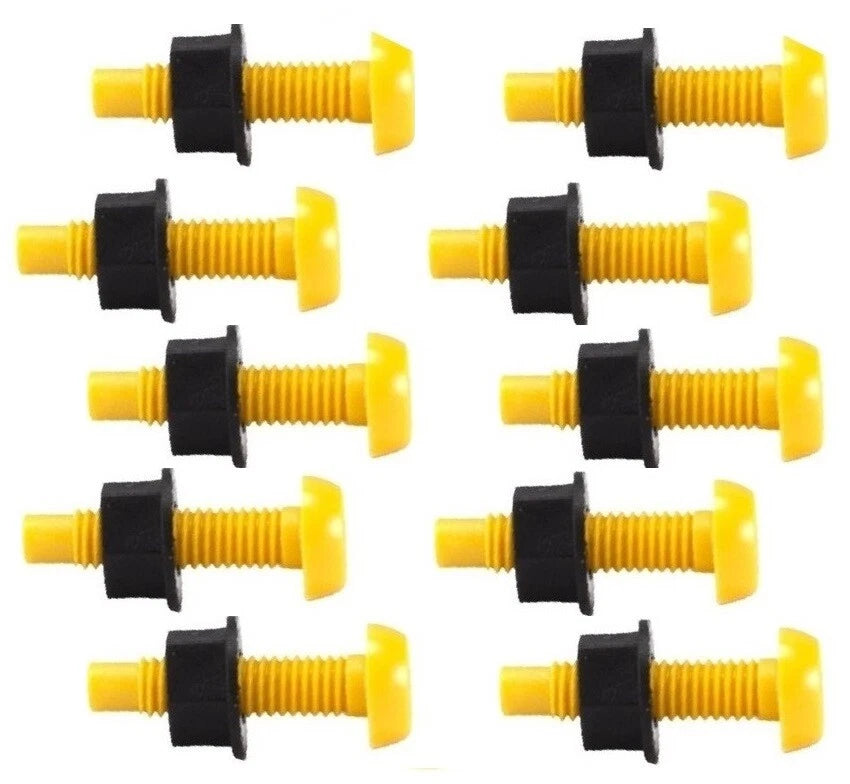 10pc Number Plate Plastic Nylon Nuts and Bolts Yellow