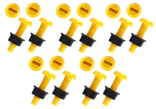 10pc Number Plate Plastic Nylon Nuts and Bolts Yellow